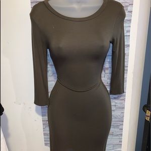 Long sleeve olive midi dress